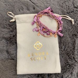 Kendra Scott beaded lavender and rose gold 5 stack bracelet.